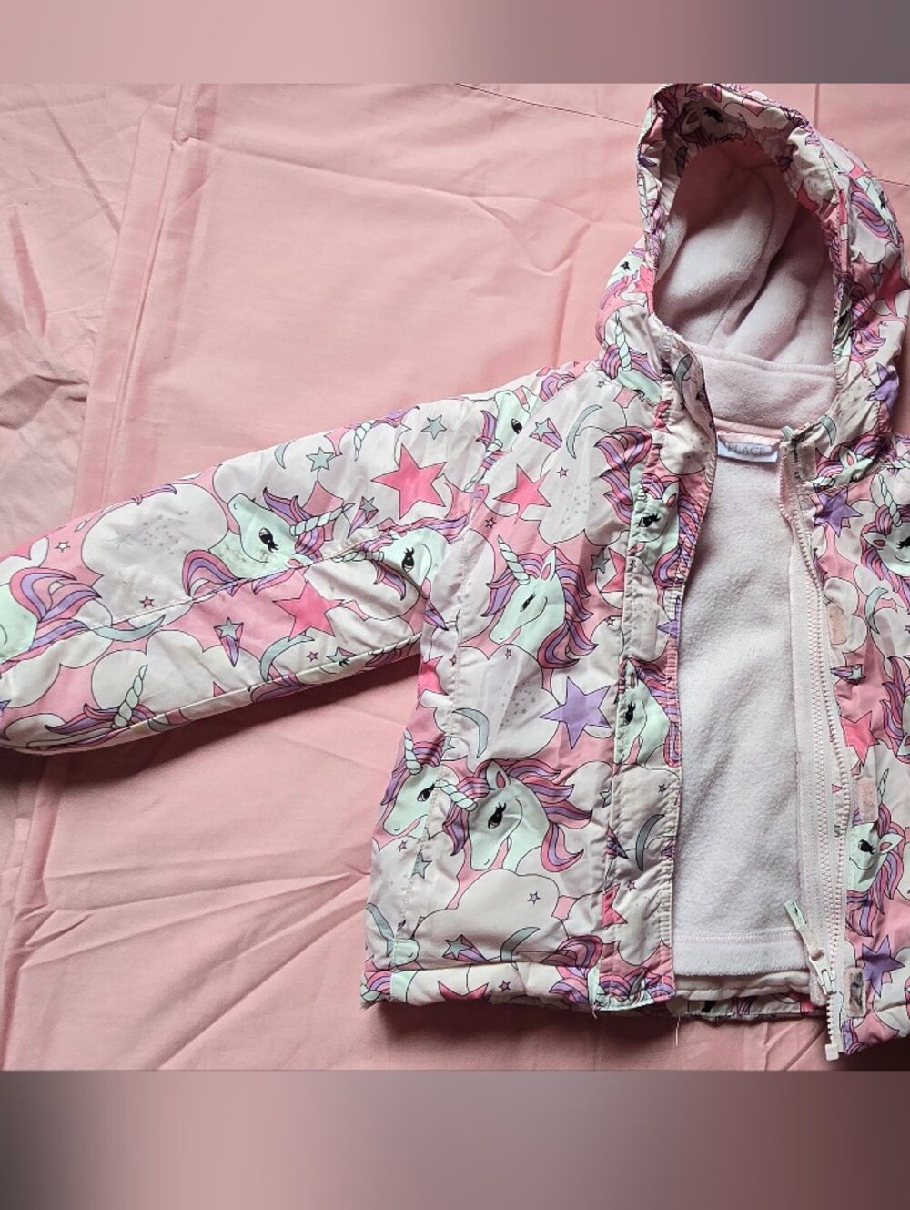 Place Girls' Light Pink Hooded Fleece Jacket